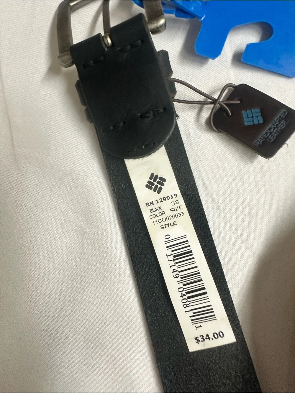 Columbia Men’s Black Leather Belt with Metal Buckle
